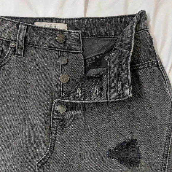 We The Free Distressed Button Fly Mini-Skirt, Color Rainn Black Size 26 - Picture 8 of 13
